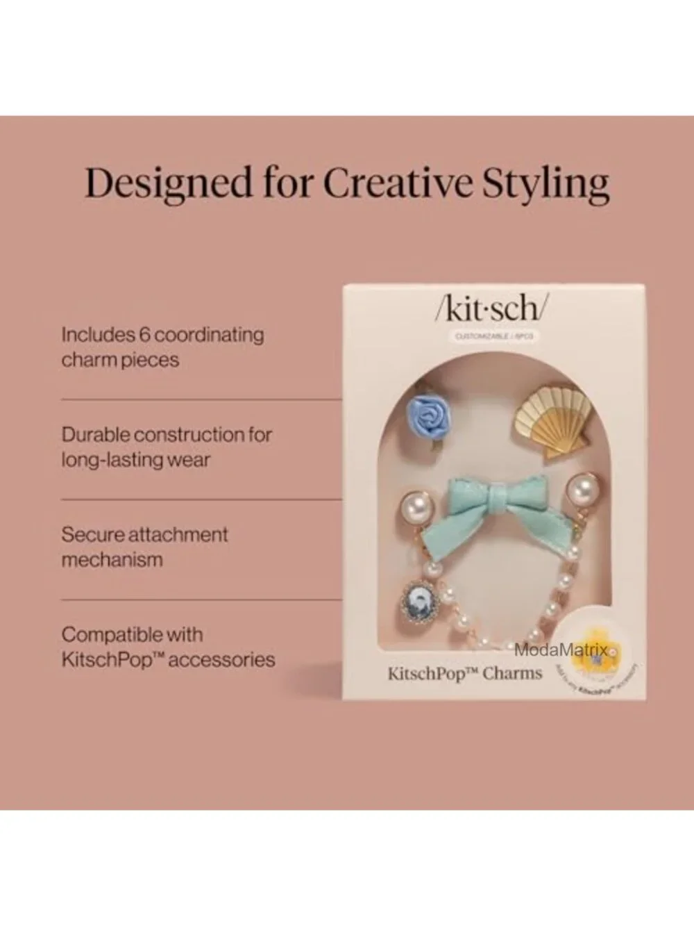 Interchangeable Charm Set for Hair Clips and Brushes - 6pcs Durable Assorted